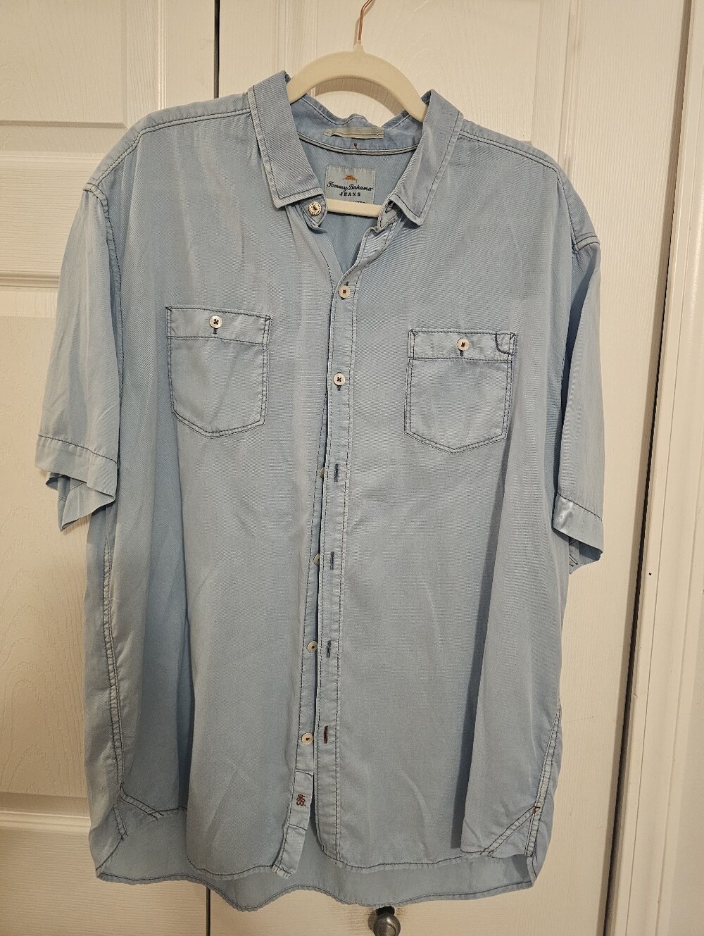 Tommy Bahamas Jeans Island Crafted Mens Chambray Blue Button Down Sz Xl